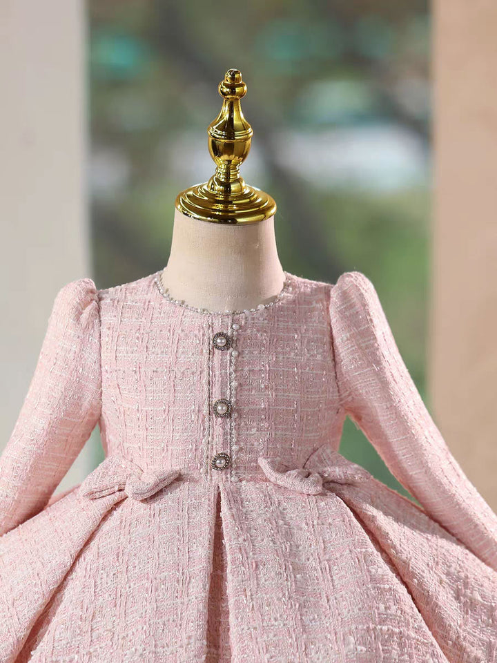 Pink Long Sleeve Princess Girl Dress for Birthday Party J718