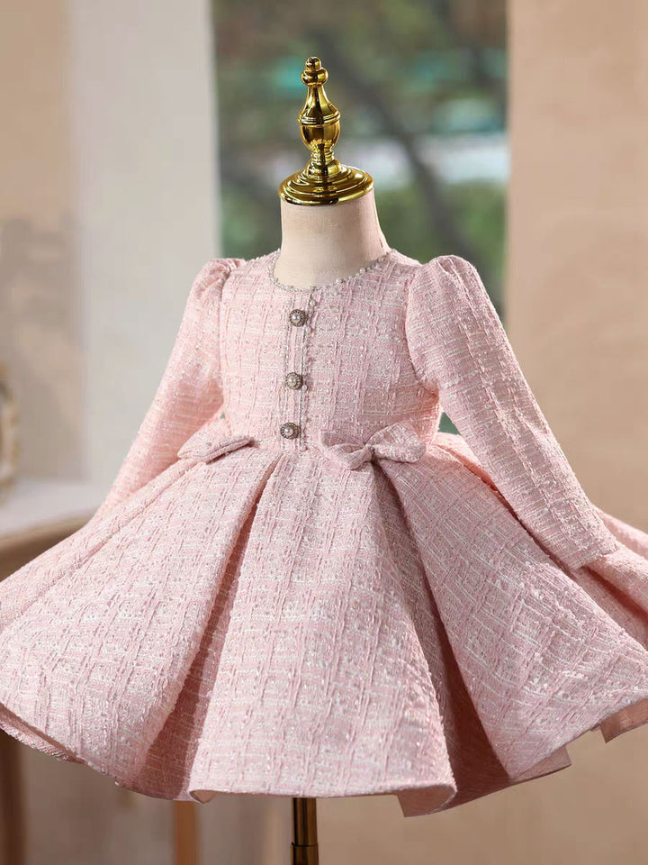 Pink Long Sleeve Princess Girl Dress for Birthday Party J718