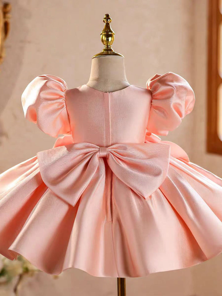 Luxury Pink Satin Pageant Birthday  Runway Flower Girl Dress J844