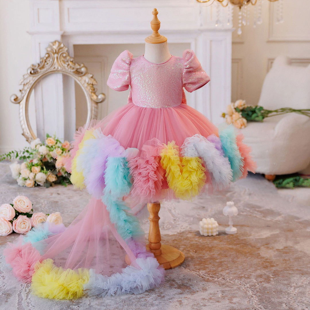 rainbow sequin party dress Rainbow Sequin Gown - Rainbow Prom Dress - Strapless Prom Dress