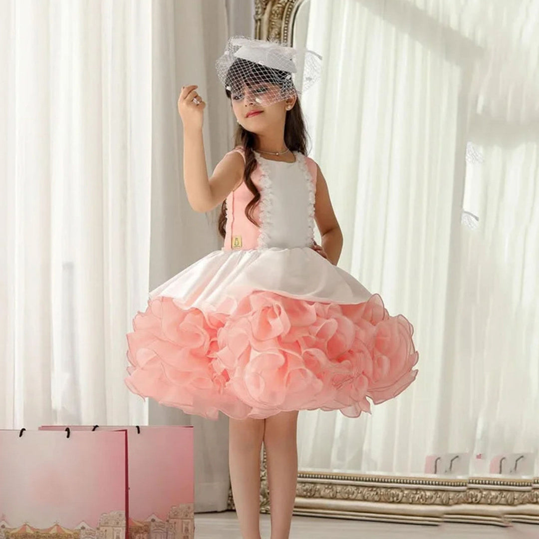 Elegant Blue Ruffle Flower Girl Dress Tulle Birthday Party Princess Gown J887