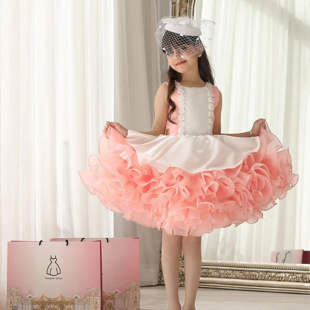 Elegant Blue Ruffle Flower Girl Dress Tulle Birthday Party Princess Gown J887