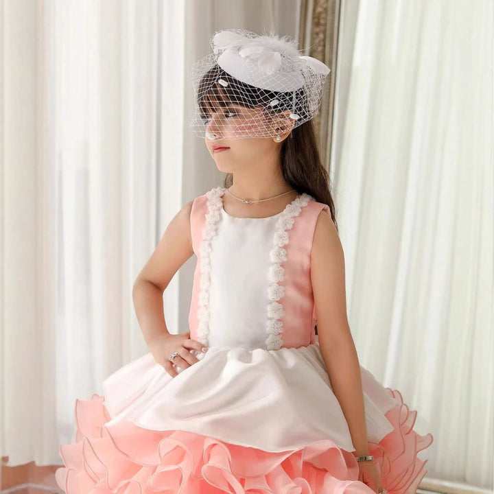 Elegant Blue Ruffle Flower Girl Dress Tulle Birthday Party Princess Gown J887