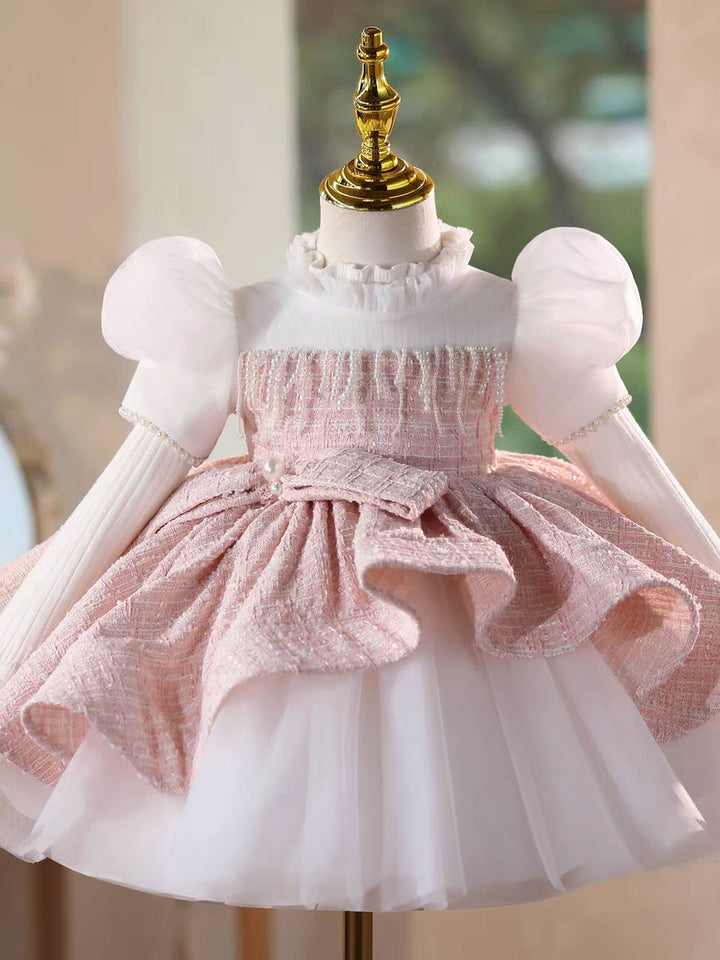 Elegant Pink Knee Length Flower Girl Dress Birthday Party J514