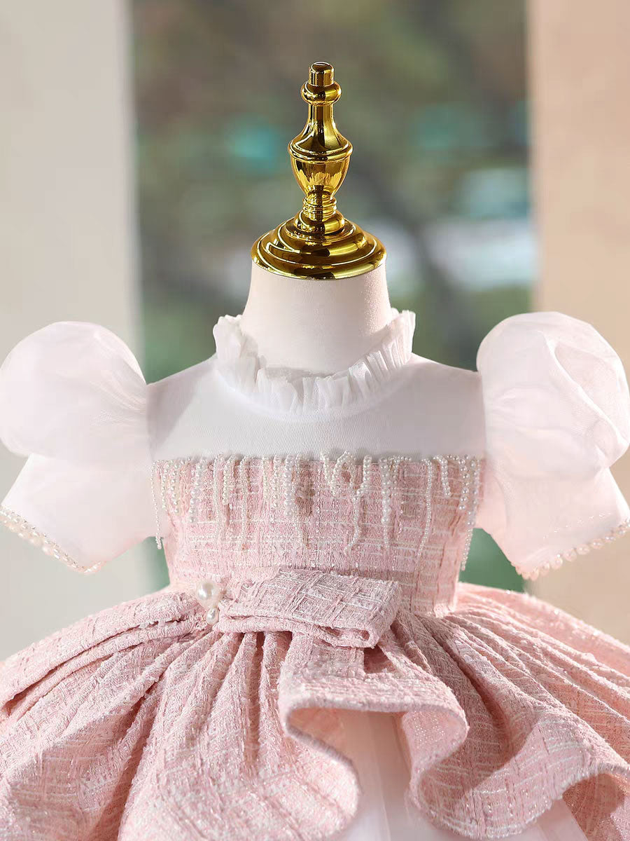 Elegant Pink Knee Length Flower Girl Dress Birthday Party J514