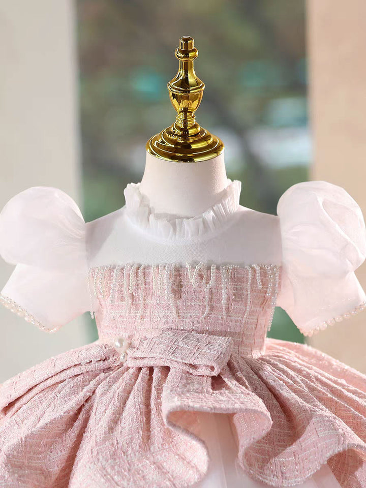 Elegant Pink Knee Length Flower Girl Dress Birthday Party J514