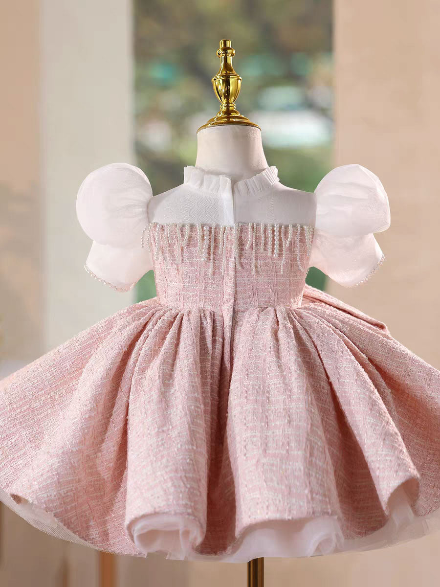 Elegant Pink Knee Length Flower Girl Dress Birthday Party J514
