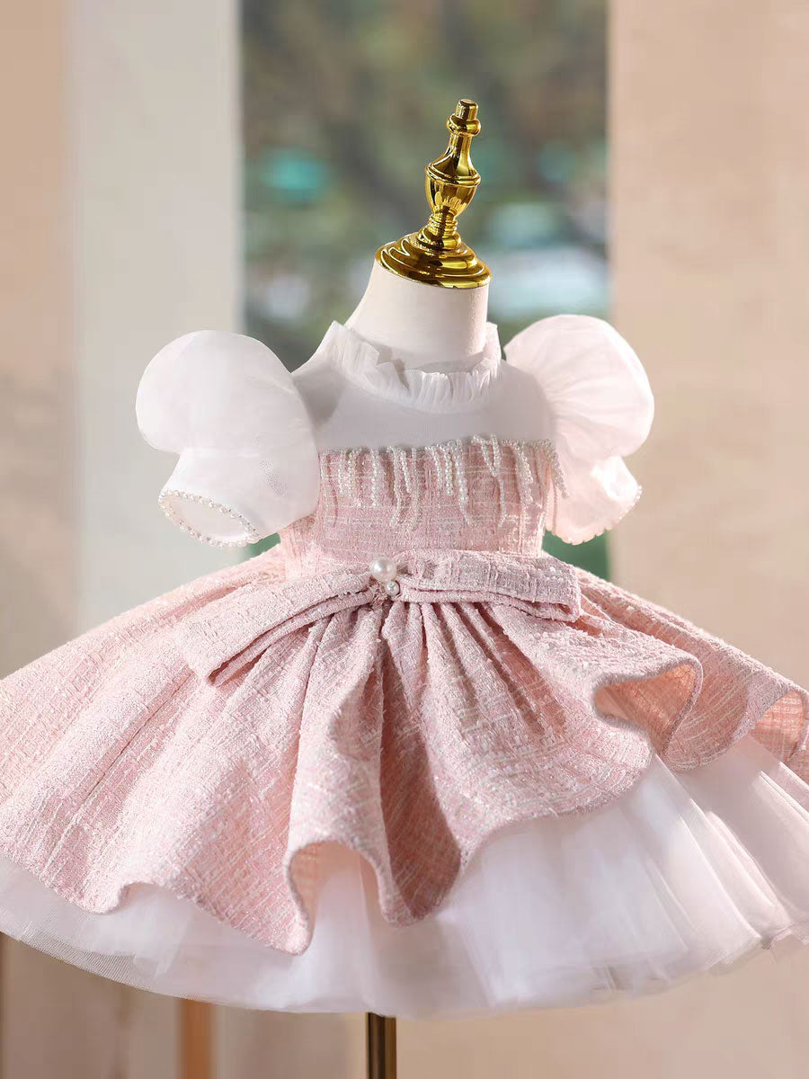 Elegant Pink Knee Length Flower Girl Dress Birthday Party J514