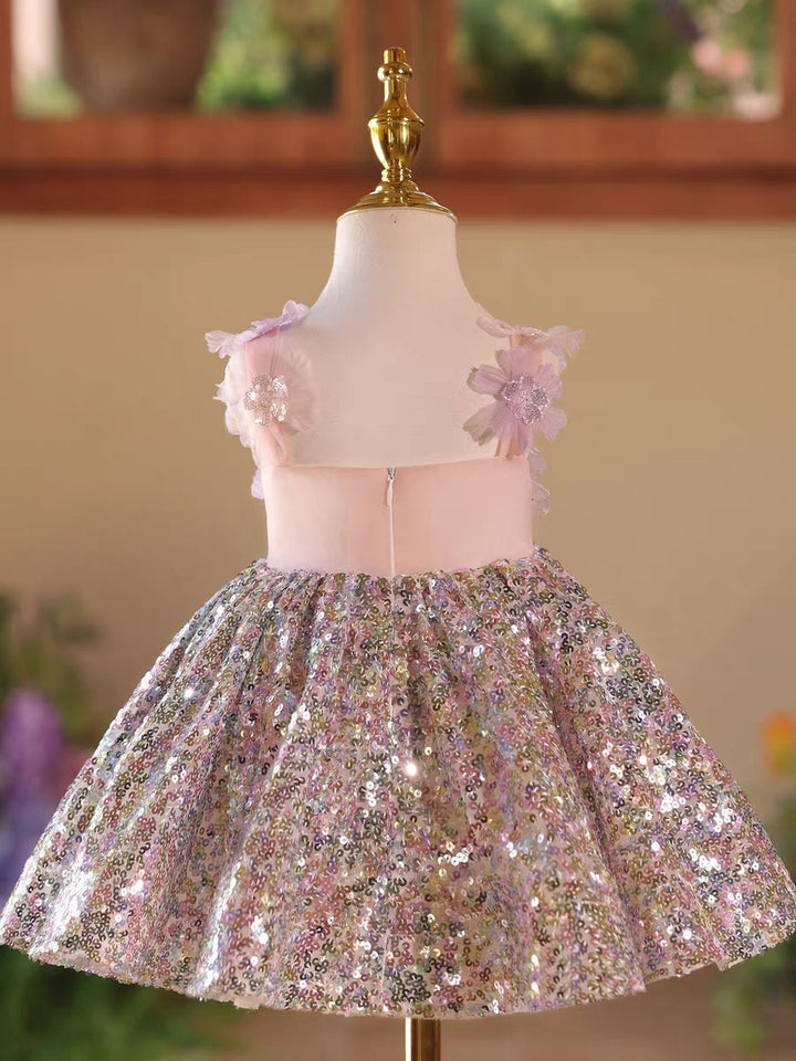 Pink Tulle Flower Girl Dress for Birthday and Special Occasions D154