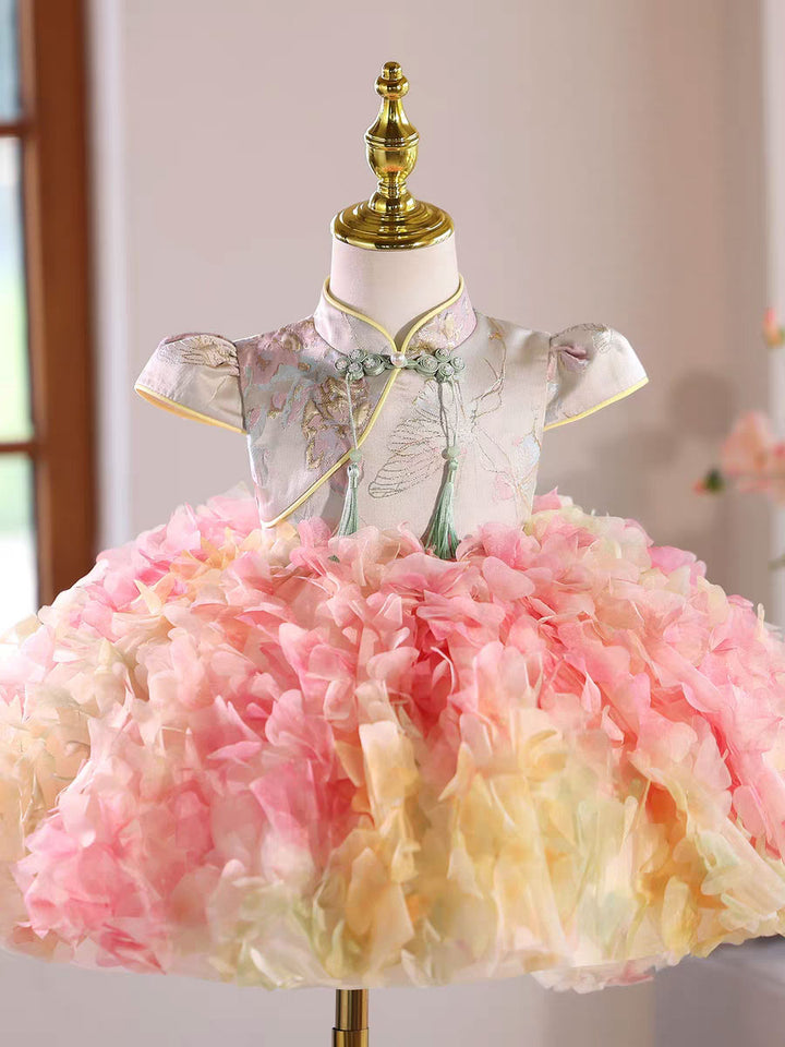 Elegant Pink Chinese Style Girl Dress for Birthday Party J442