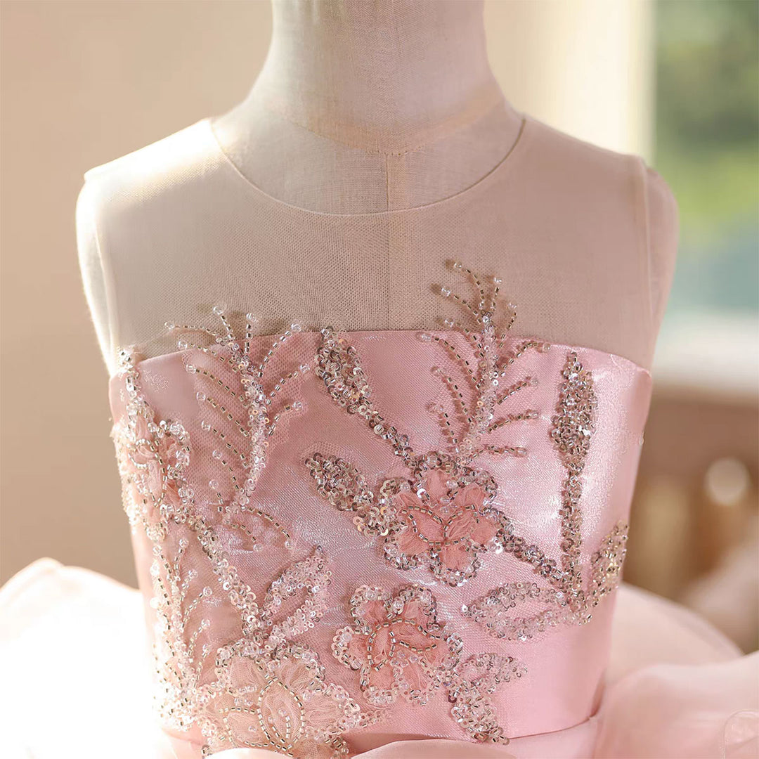 Pink 3D Rose Flower Girl Dress for Toddler Birthday Wedding Party D109 Pink / Child-12 Pink 3D Rose Flower Girl Dress for Toddler Birthday Wedding Party D109 Pink / Child-12