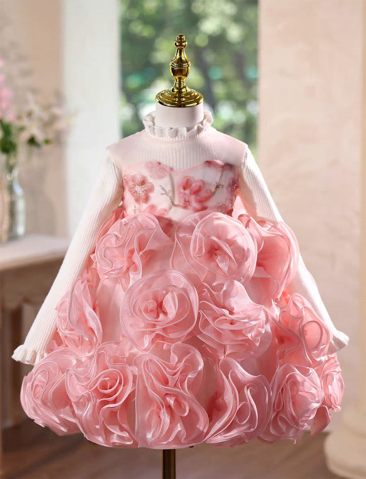 Elegant Pink Princess Flower Girl Dress for Weddings Parties J589