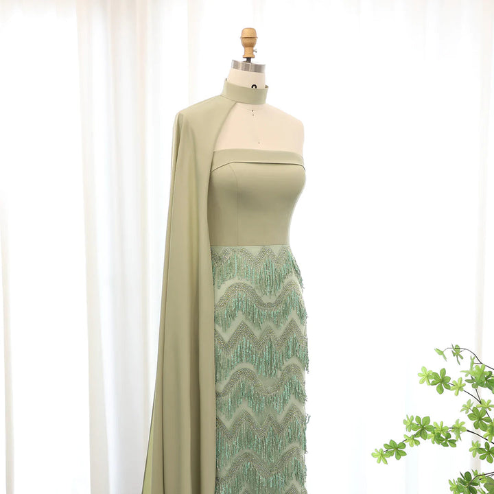 Pink Tassel Evening Dress Strapless Women Wedding Party Gowns SS143
