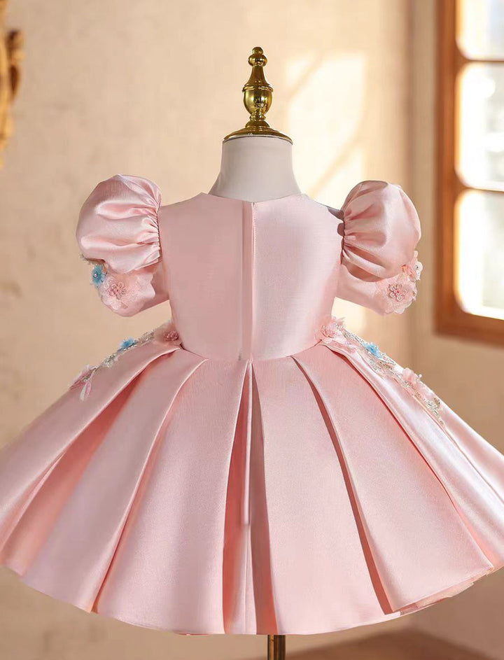 Elegant Pink Beaded Flower Girl Dress Princess Birthday J842