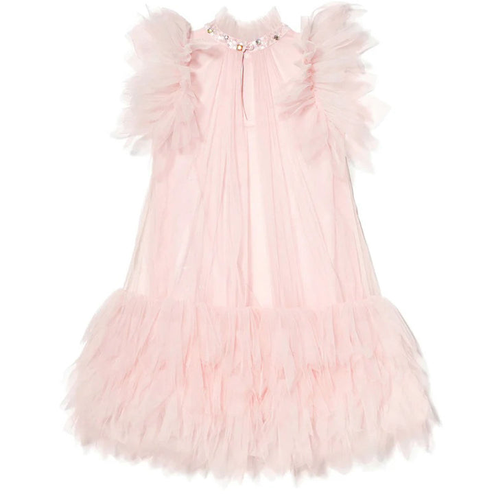 Elegant Pink Rhinestone Collar Flower Girl Dress D091