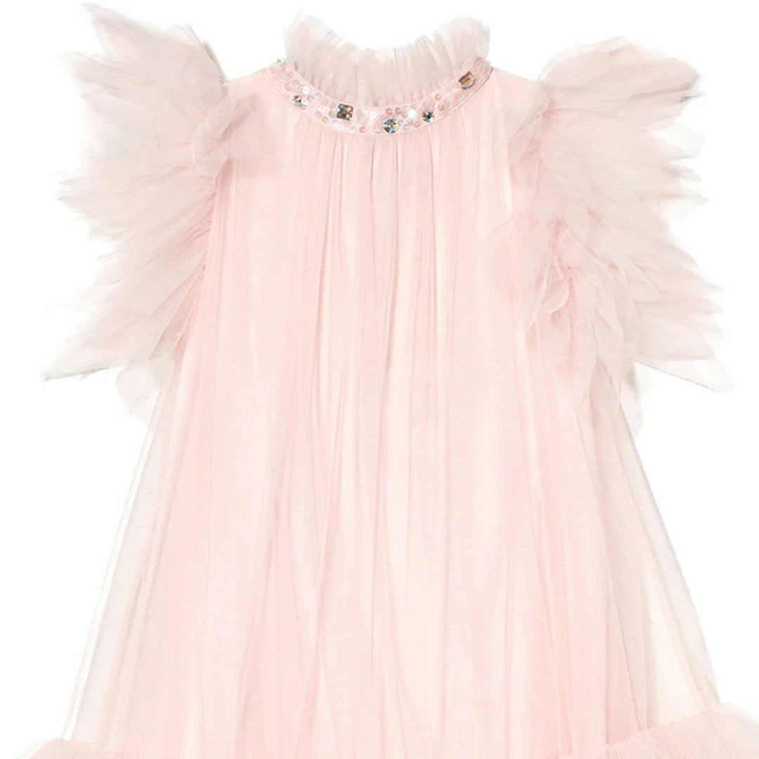 Elegant Pink Rhinestone Collar Flower Girl Dress D091