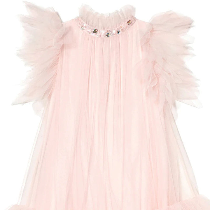 Elegant Pink Rhinestone Collar Flower Girl Dress D091