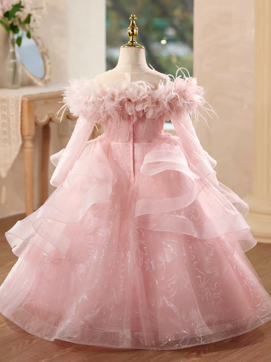 Lovely Pink Flower Girl Dress Pageant Birthday Party D201