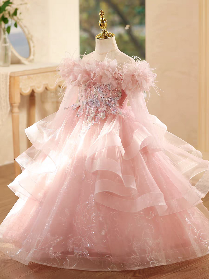 Lovely Pink Flower Girl Dress Pageant Birthday Party D201