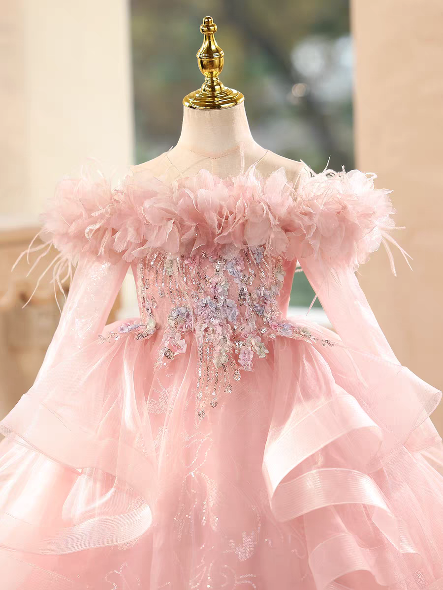 Lovely Pink Flower Girl Dress Pageant Birthday Party D201