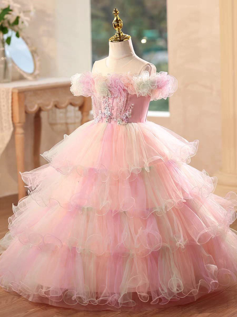Charming Floral Beaded Princess Dress Birthday Pageant D200
