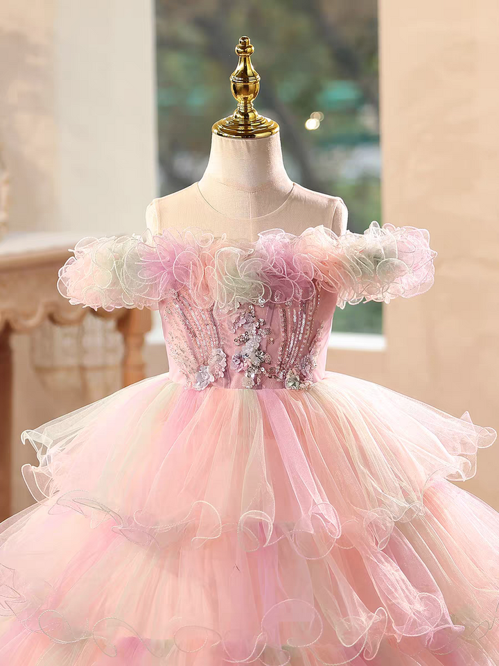 Charming Floral Beaded Princess Dress Birthday Pageant D200