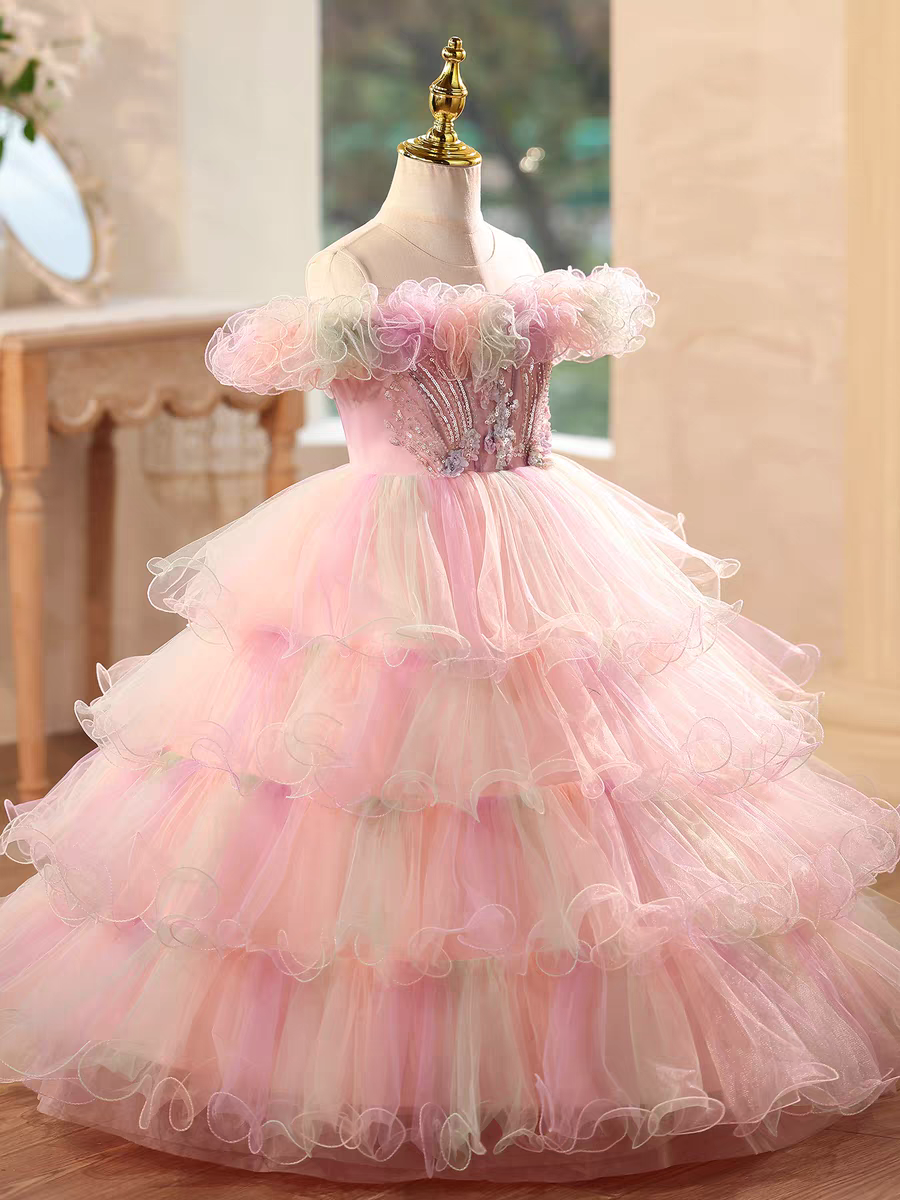 Charming Floral Beaded Princess Dress Birthday Pageant D200