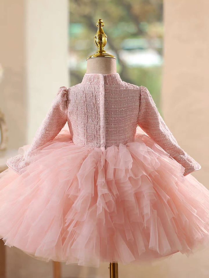 Lovely Pink Long Sleeve Princess Birthday Flower Girl Dress D209