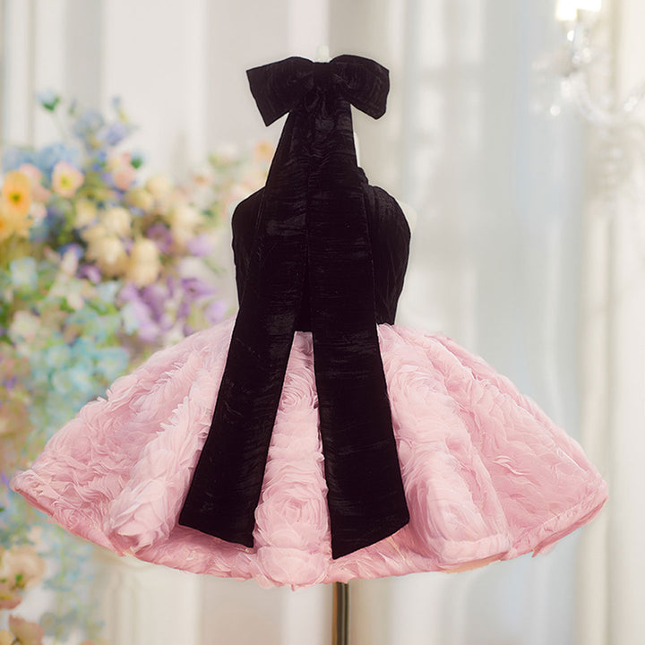 Elegant Pink Knee Length Flower Girl Dress for Birthday J847