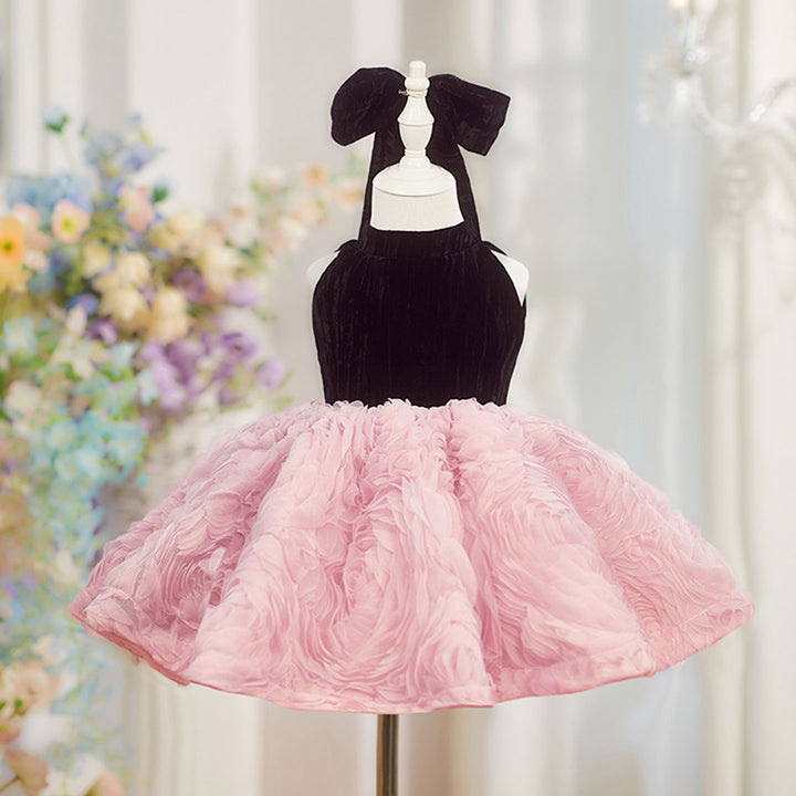 Elegant Pink Knee Length Flower Girl Dress for Birthday J847