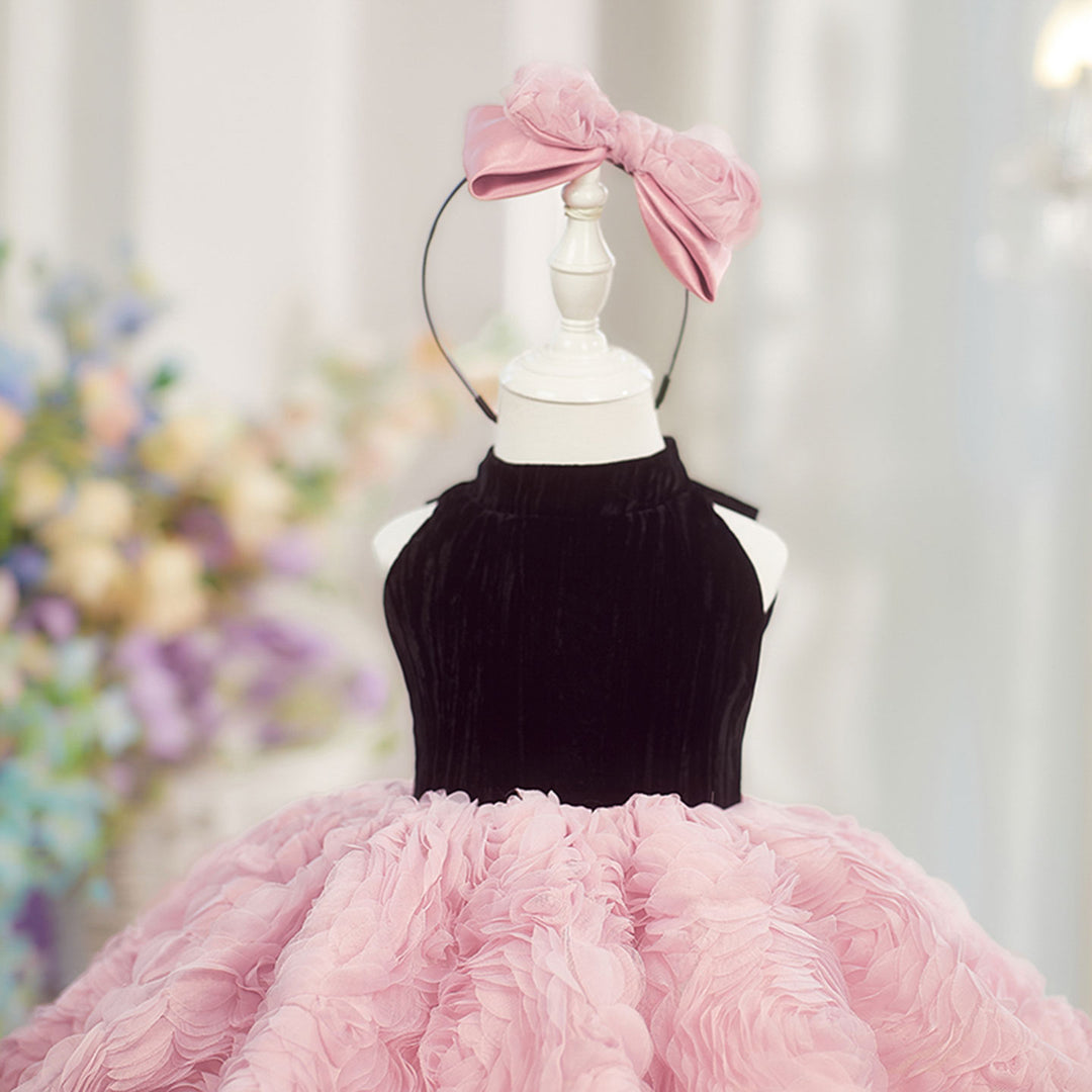 Elegant Pink Knee Length Flower Girl Dress for Birthday J847