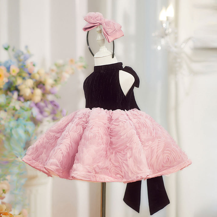 Elegant Pink Knee Length Flower Girl Dress for Birthday J847