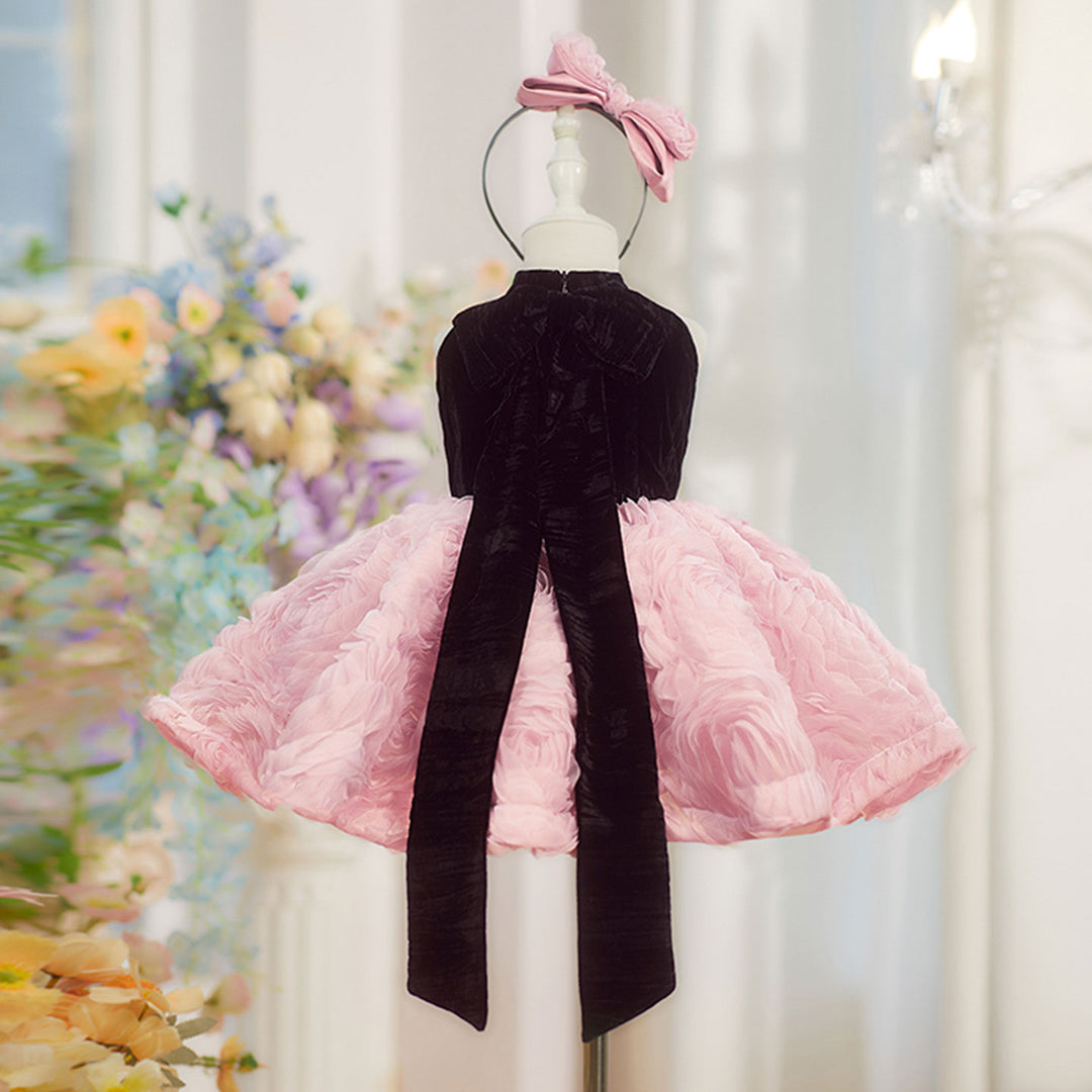 Elegant Pink Knee Length Flower Girl Dress for Birthday J847