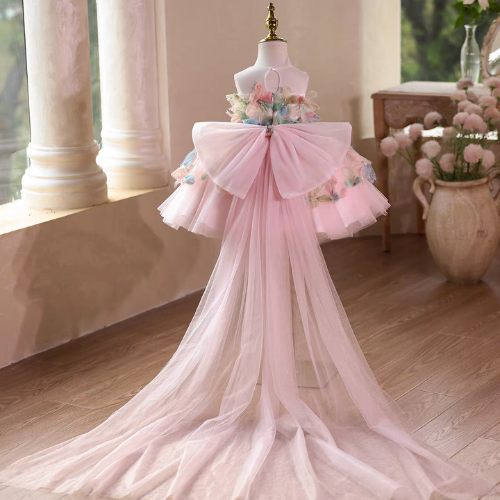 Fairy Flower Girl Dress with 3D Flowers Keen Length D113