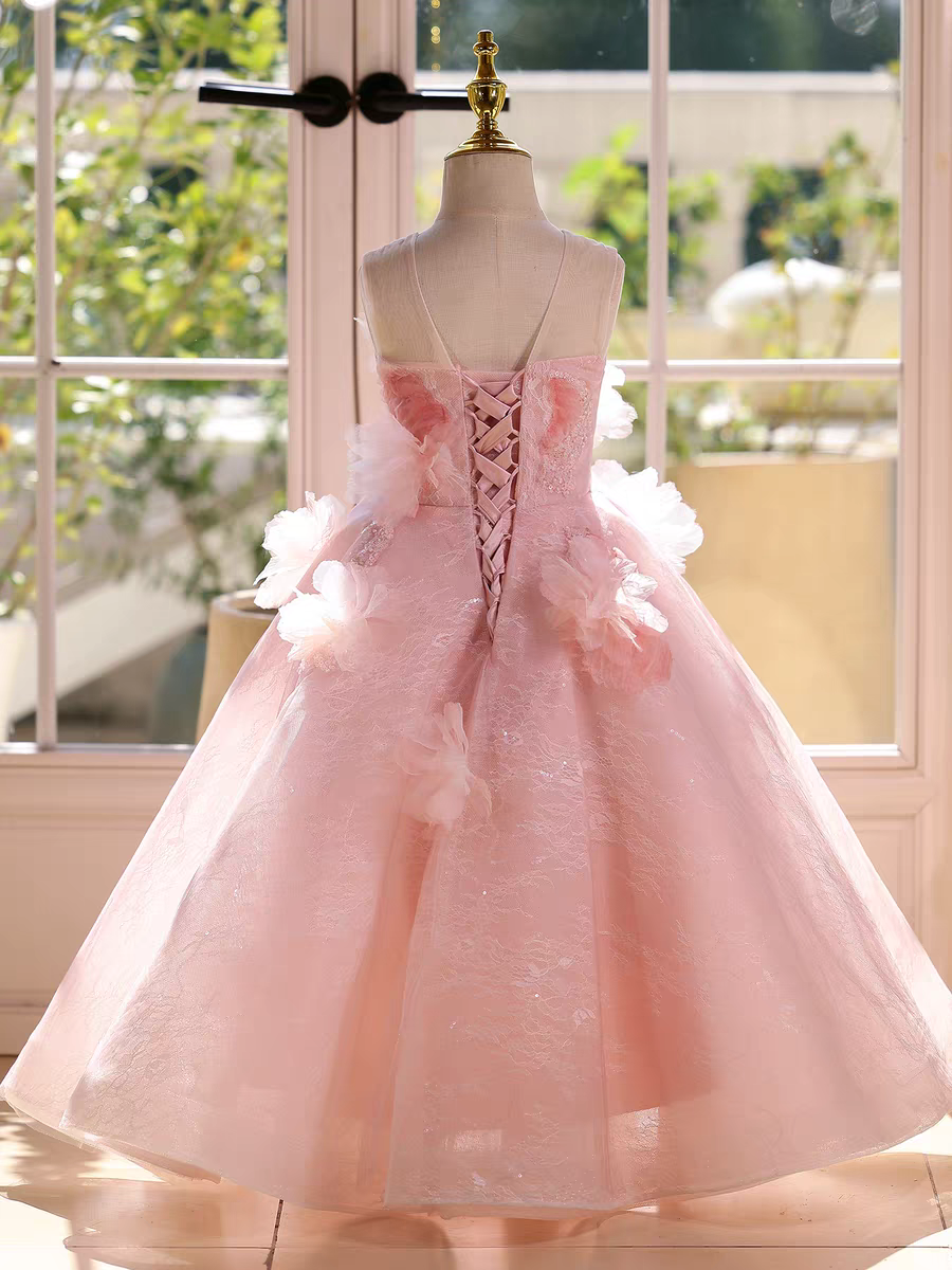 Fairy Sage Green Flower Girl Dress with 3D Floral Appliqus D009 Sage Green / Child-14 Fairy Sage Green Flower Girl Dress with 3D Floral Appliqus D009 Sage Green / Child-14