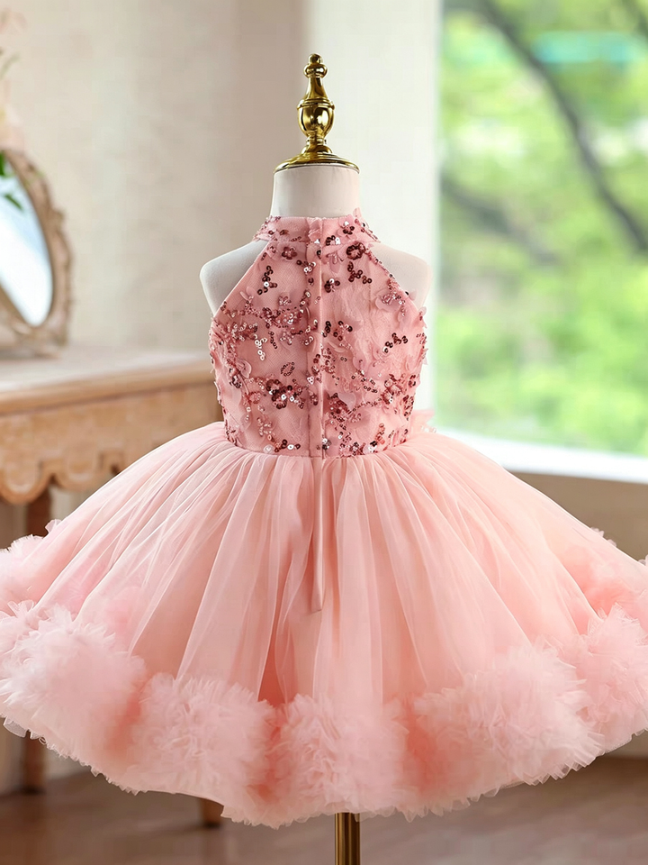 Sparkly Sage Green Princess Dress for Girls 3D Floral Party Dress J873B