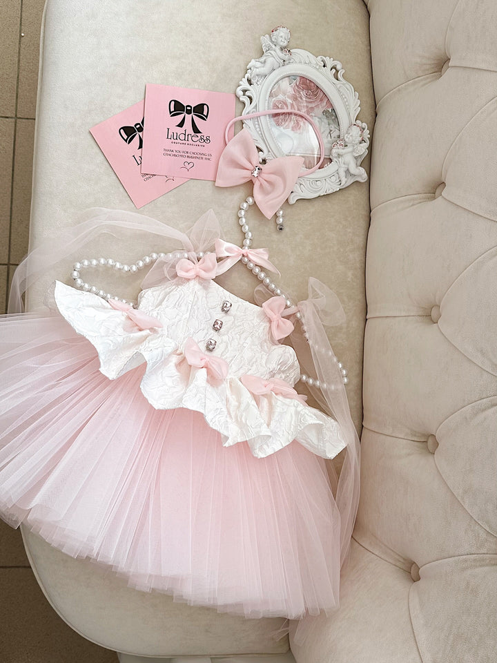 Pink Flower Girl Dress for Toddler Birthday Wedding Party D114