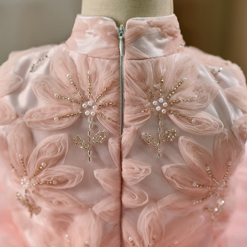 Luxury Pink Flower Girl Dress Princess Birthday Gown D164
