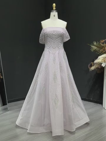 Elegant Pink Tulle Layers Evening Dress with Sparkle Beading SS324