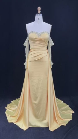 Elegant Sweetheart Yellow Satin Evening Dress SS586
