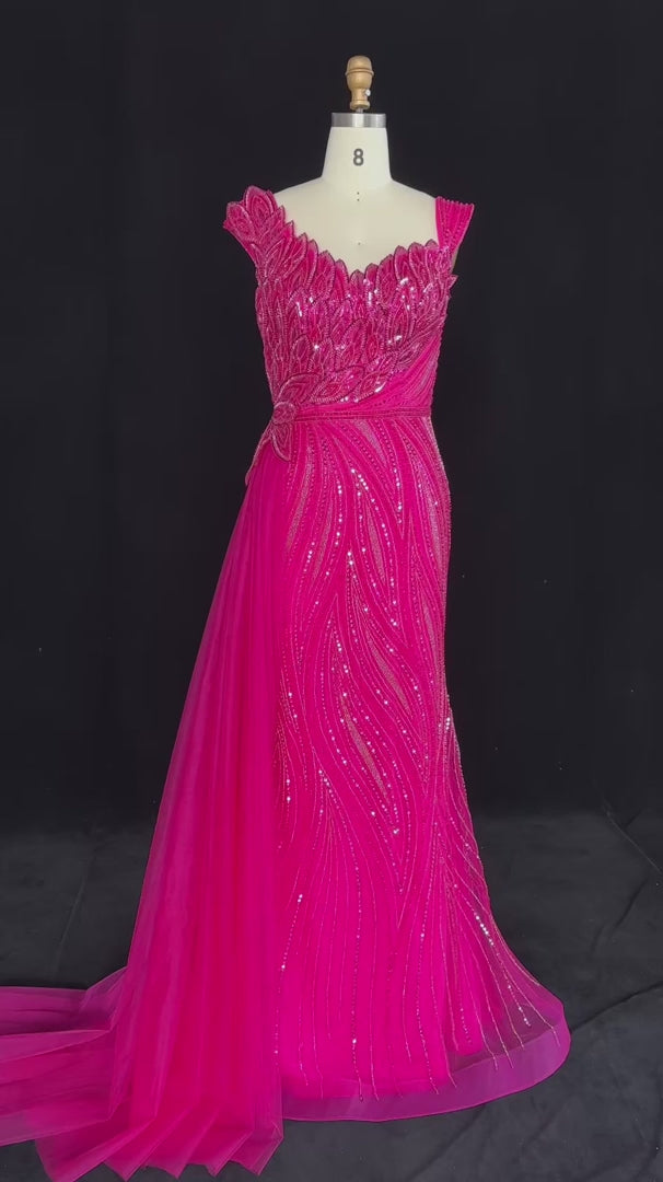 Luxury Beaded Asymmetric Mermaid Evening Dress SS106