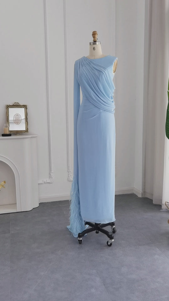 Light Blue Elegant Embroidery Flower Party dress main image 0