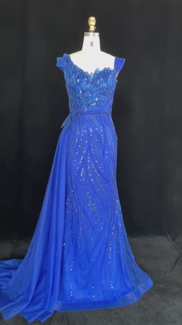 Luxury Beaded Asymmetric Mermaid Evening Dress SS106