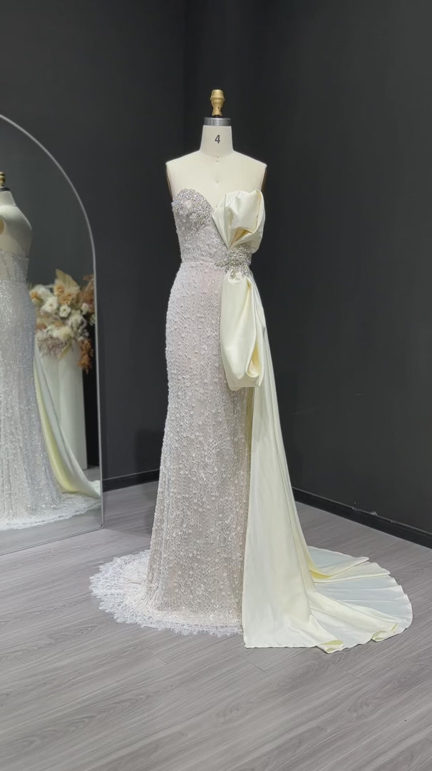 Elegant Overskirt Evening Dress with Sparkling Crystals SS617