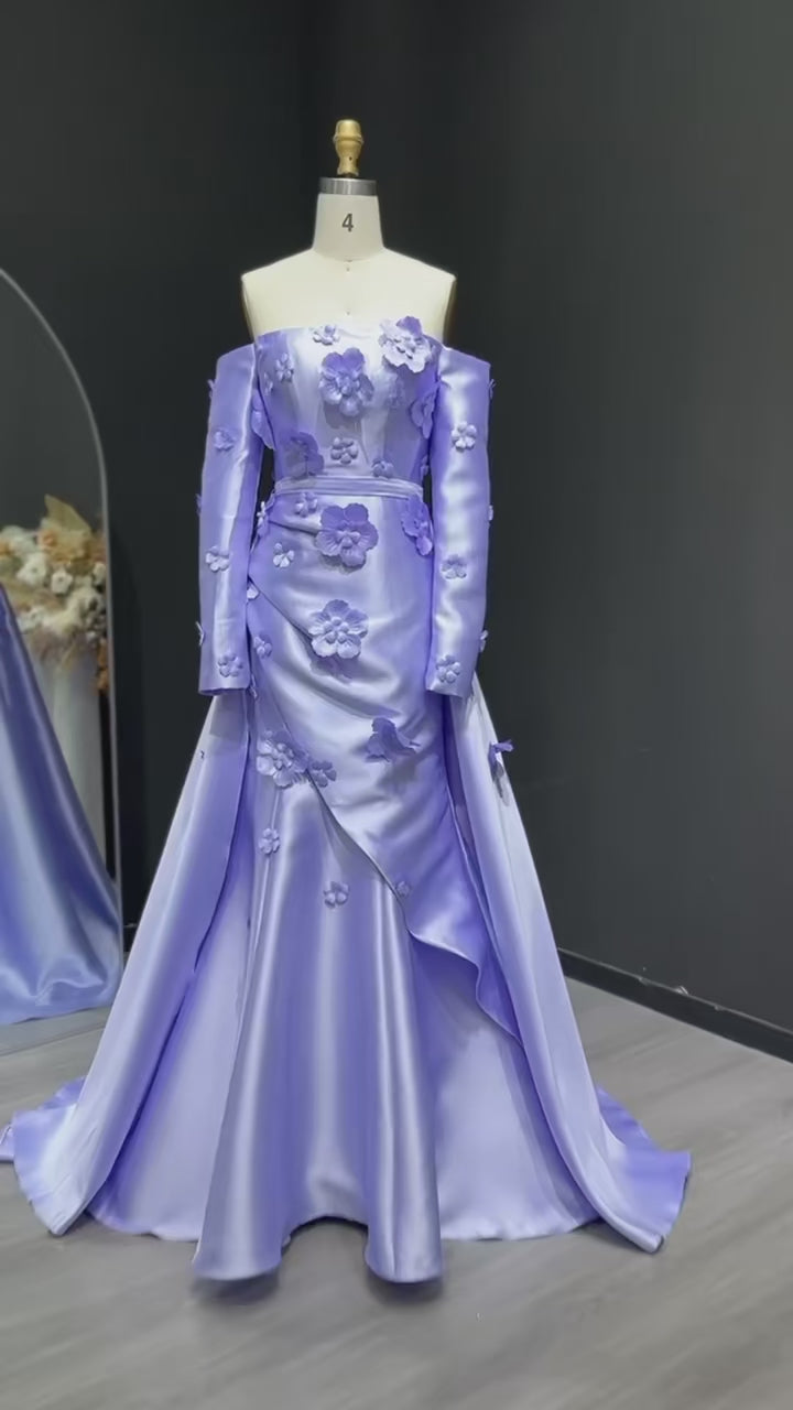 Simple Pink 3D Flower Evening Dress with Overskirt SS266