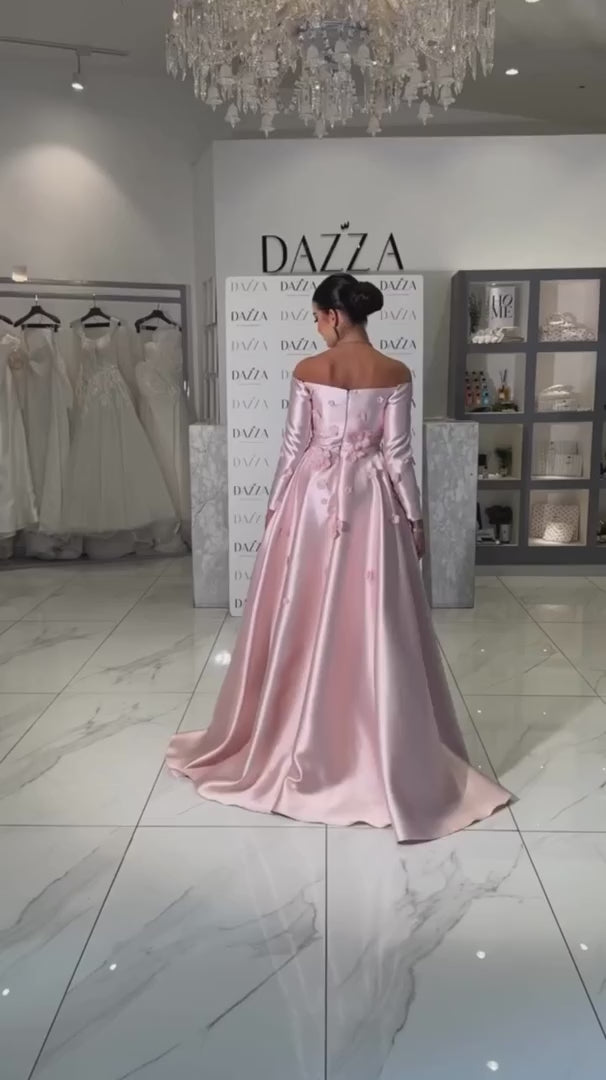 Simple Pink 3D Flower Evening Dress with Overskirt SS266