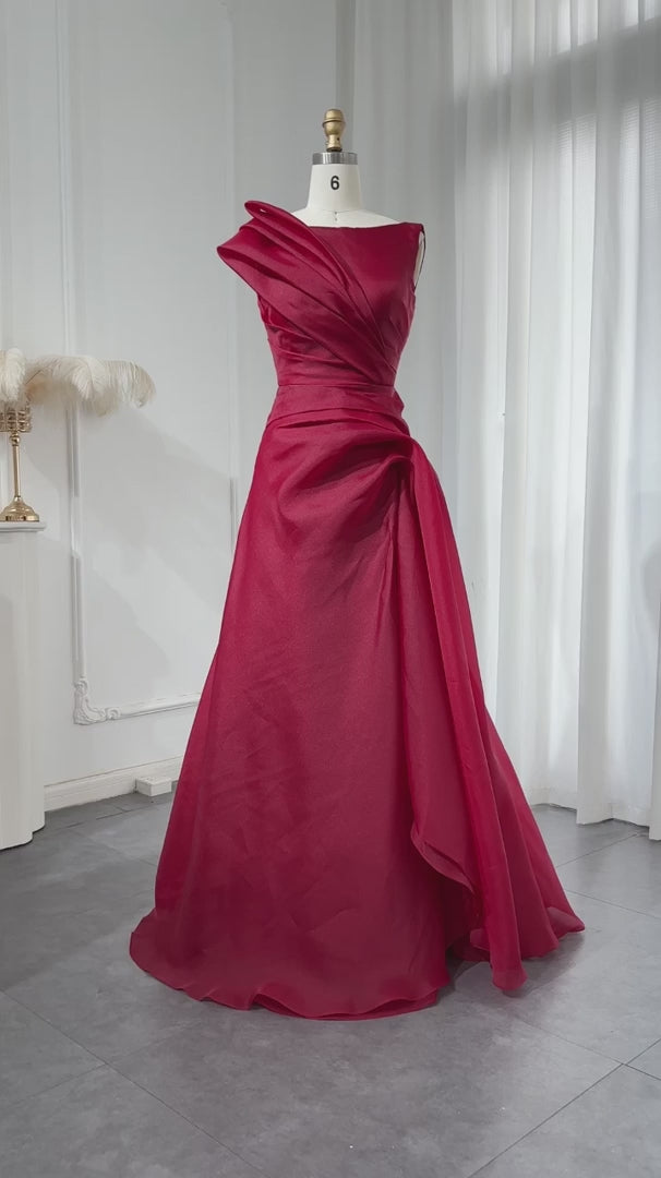 5146 Burgundy Drape Detail Evening Dress