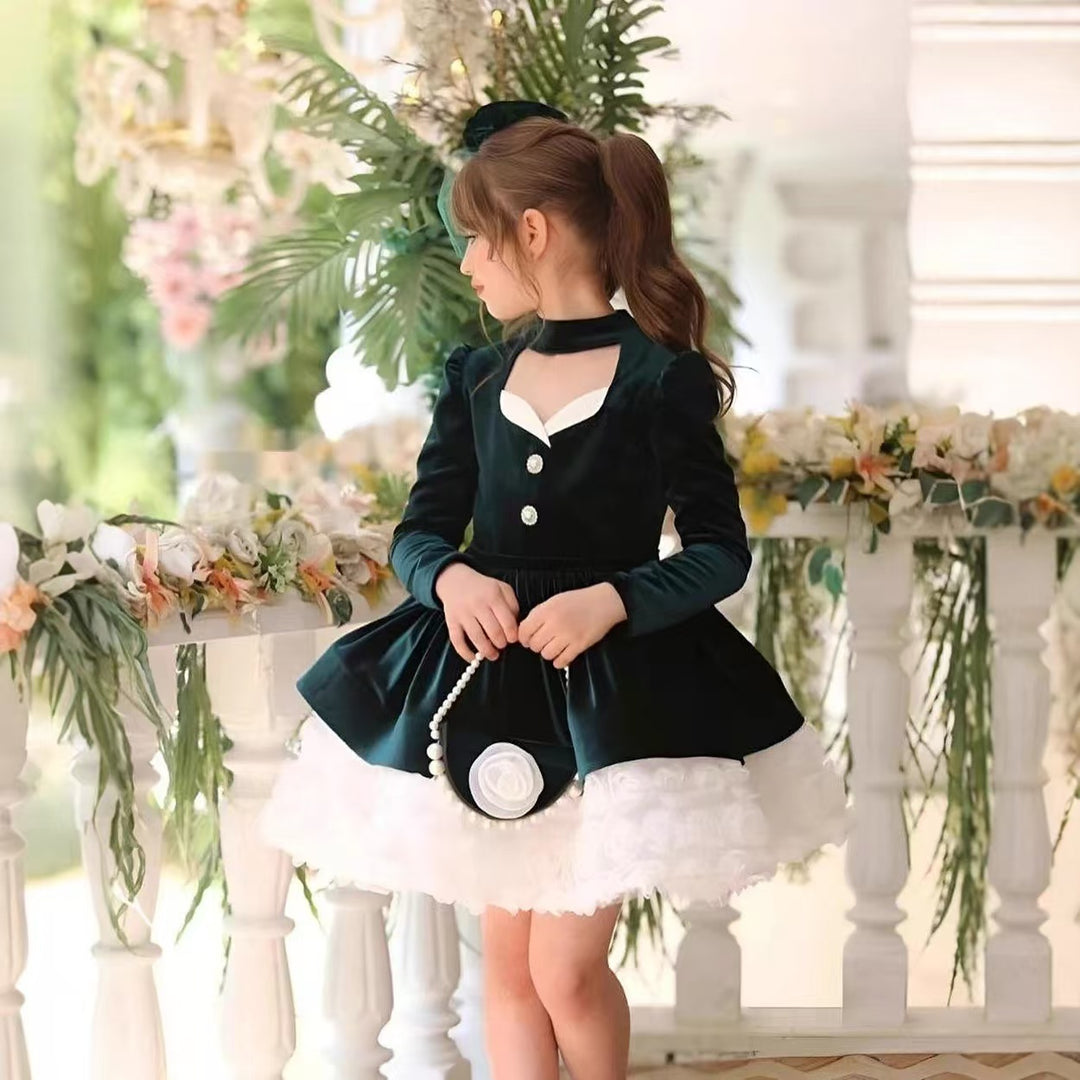 Elegant Knee Length Princess Flower Girl Pageant Birthday Dress J851