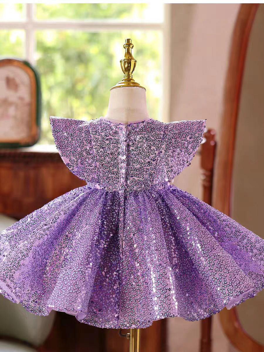 Luxury Purple Sparkle Girl Dress for Birthday and Princess Party J598 Purple / Child-12 Luxury Purple Sparkle Girl Dress for Birthday and Princess Party J598 Purple / Child-12
