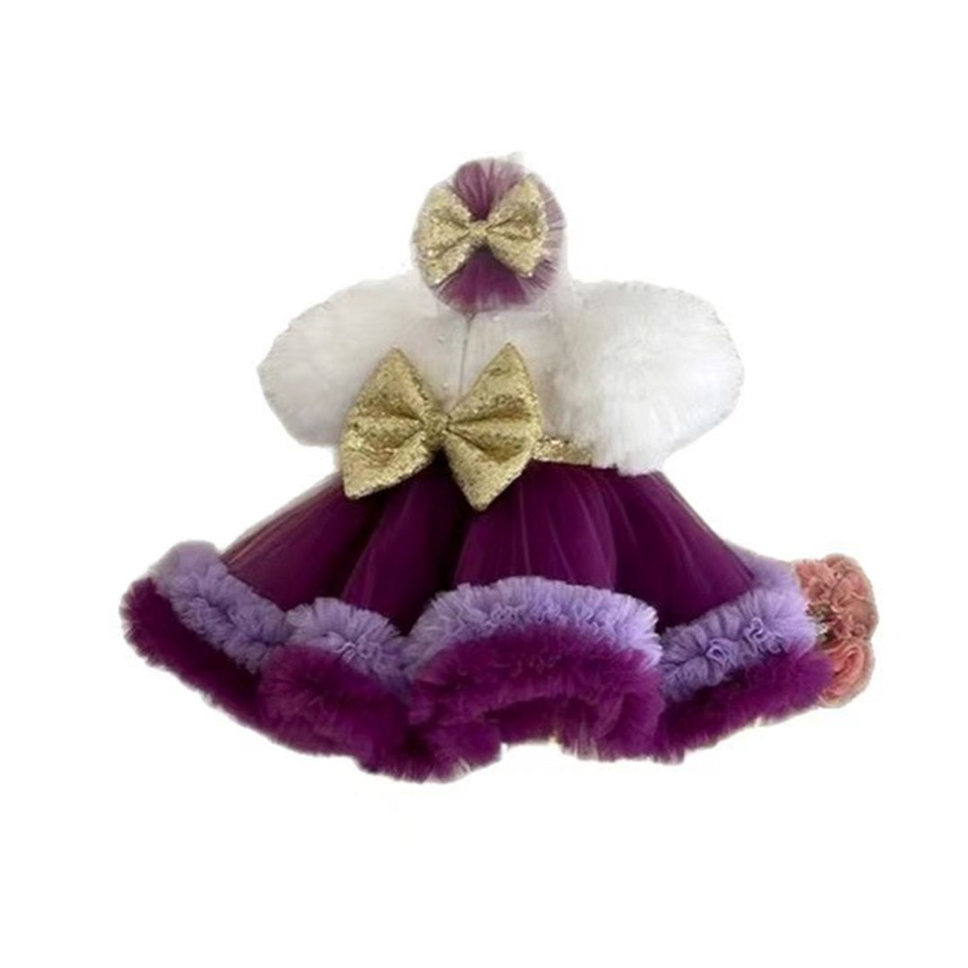 Elegant Purple and White Flower Girl Dress with Sequined Bow D172 DreamyVow Elegant Purple and White Flower Girl Dress with Sequined Bow D172 DreamyVow